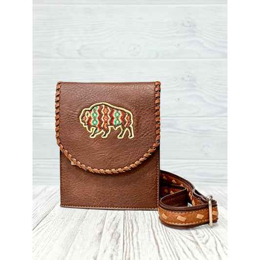 Red Dirt Hat Co Bison Embroidered Ladies Crossbody Wallet
