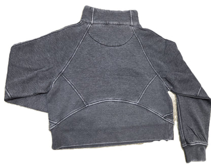 Womens Charcoal Burnout Cropped Fleece 1/2 zip Sweatshirt