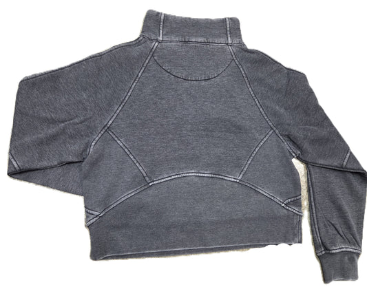 Womens Charcoal Burnout Cropped Fleece 1/2 zip Sweatshirt