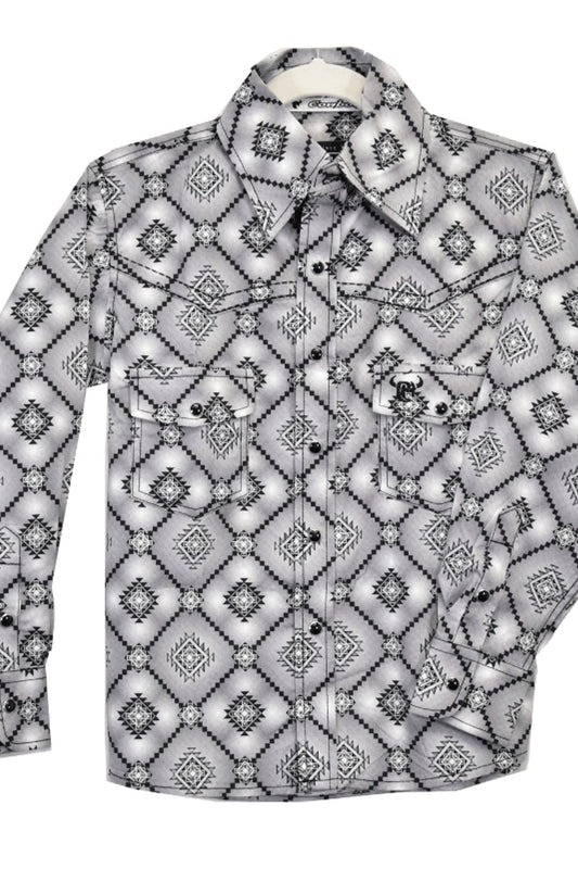 Boys Black/Gray Diamond Aztec