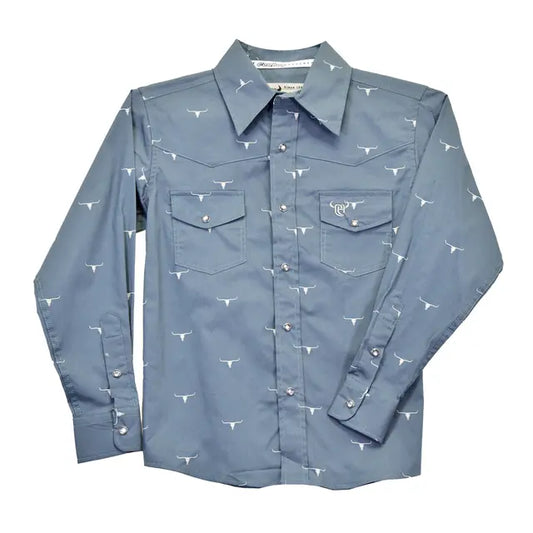 Boys Gray Steerhead Snap