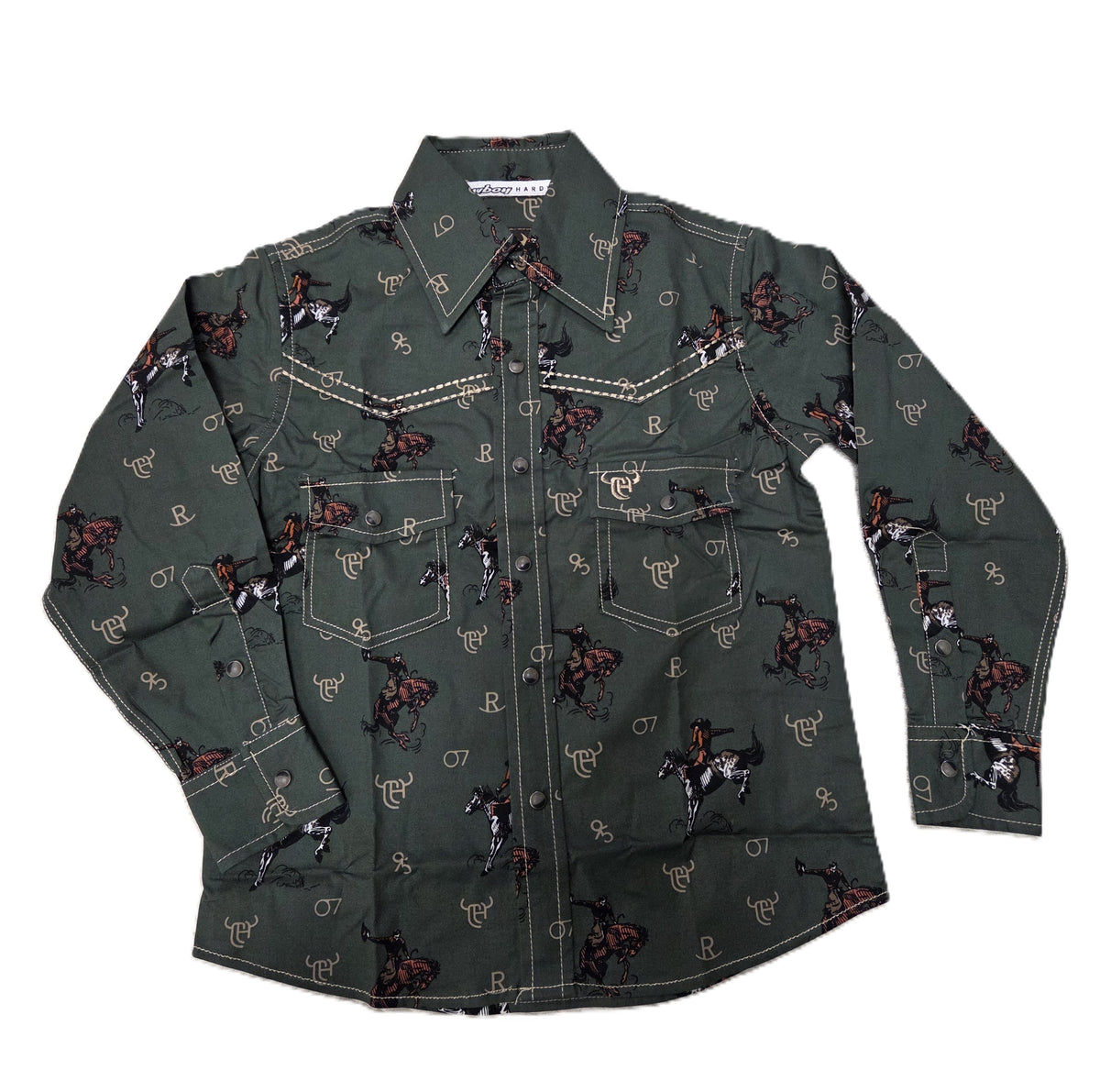 Cowboy Hardware Boys Green Vintage Bronc Snap Shirt