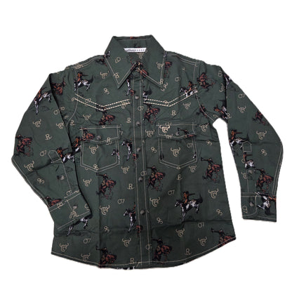 Cowboy Hardware Boys Green Vintage Bronc Snap Shirt