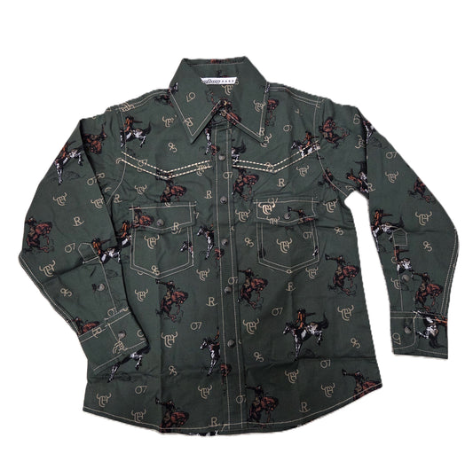 Cowboy Hardware Boys Green Vintage Bronc Snap Shirt