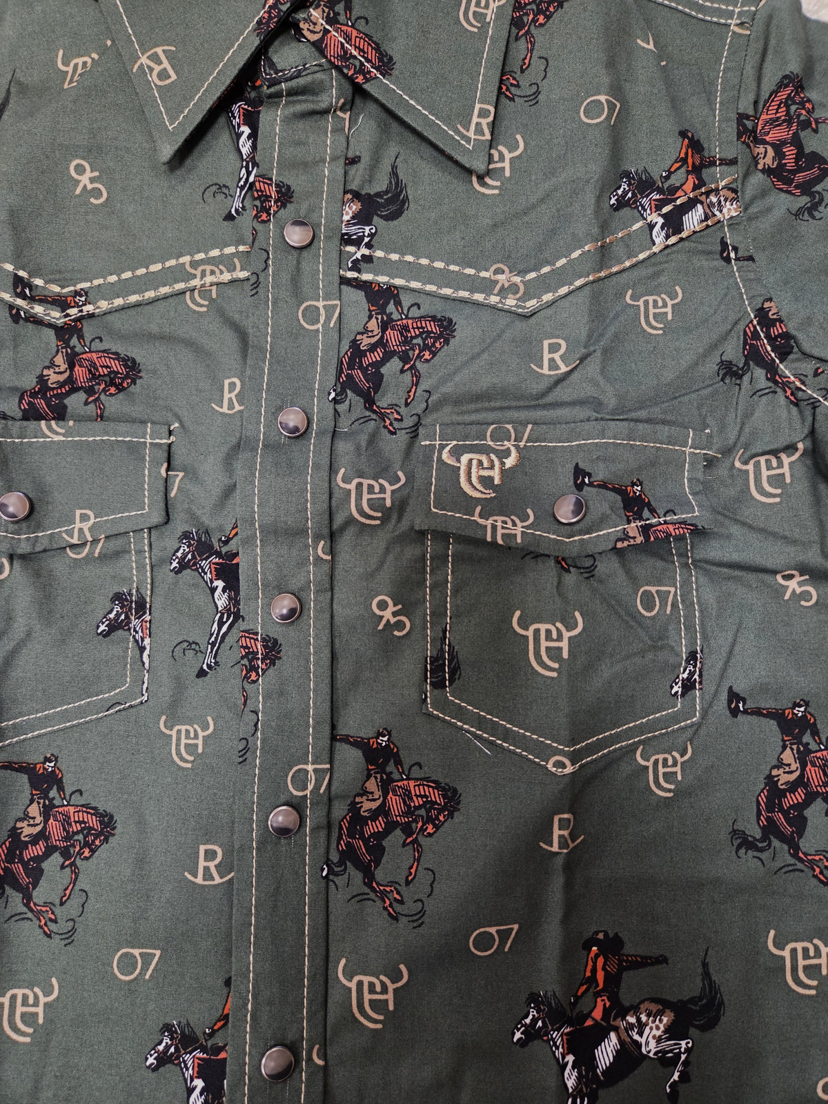 Cowboy Hardware Boys Green Vintage Bronc Snap Shirt