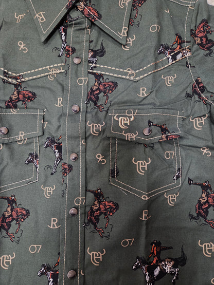 Cowboy Hardware Boys Green Vintage Bronc Snap Shirt