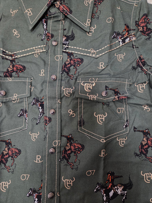 Cowboy Hardware Boys Green Vintage Bronc Snap Shirt