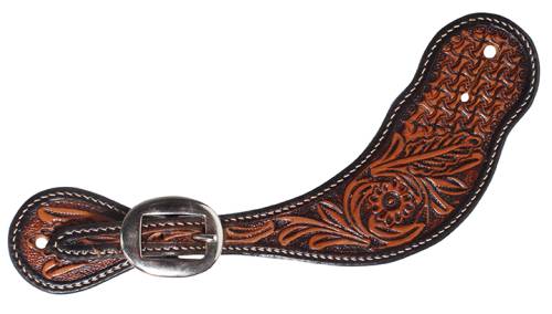 Floral/Basketweave Chestnut Spur Strap
