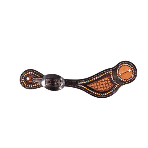 Womens Chestnut/black Multi Dots Spur Strap