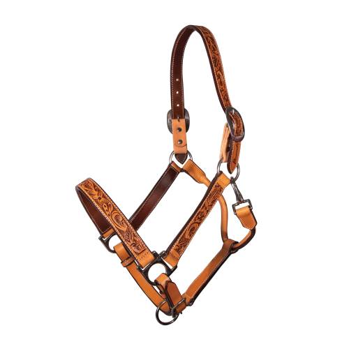 Apple Blossom Hand Tooled Floral Leather Halter