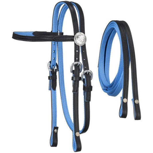 Blue Nylon/Leather Mini Bridle