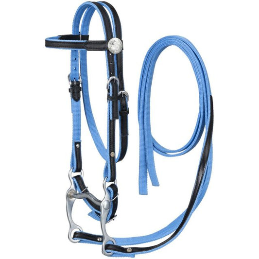 Blue Nylon/leather Pony Bridle w/bit
