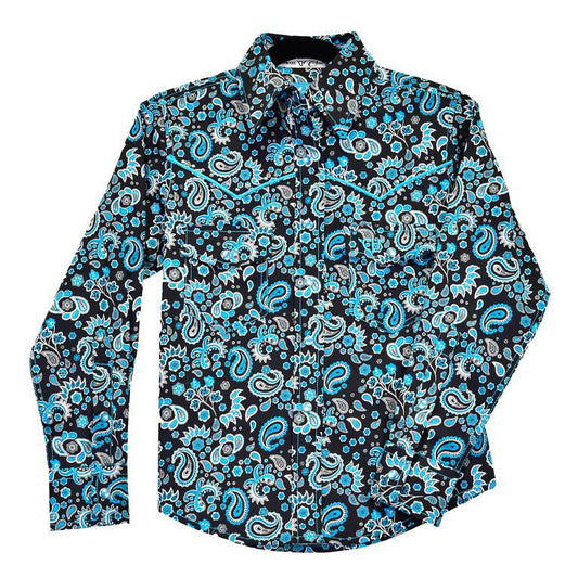 Girls Black/turquoise Paisley Snap
