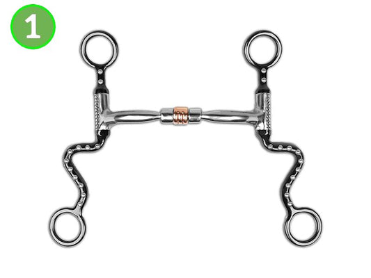 Myler Black Steel 7 Shank w/Comfort Snaffle w/Copper Roller