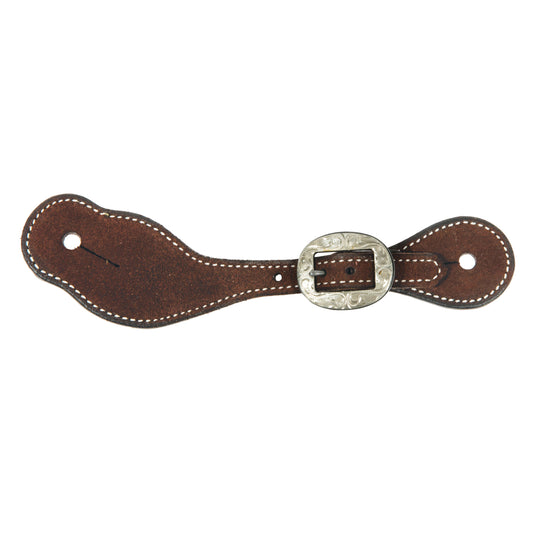 Roughout Chocolate Engraved Buckle Spur Strap