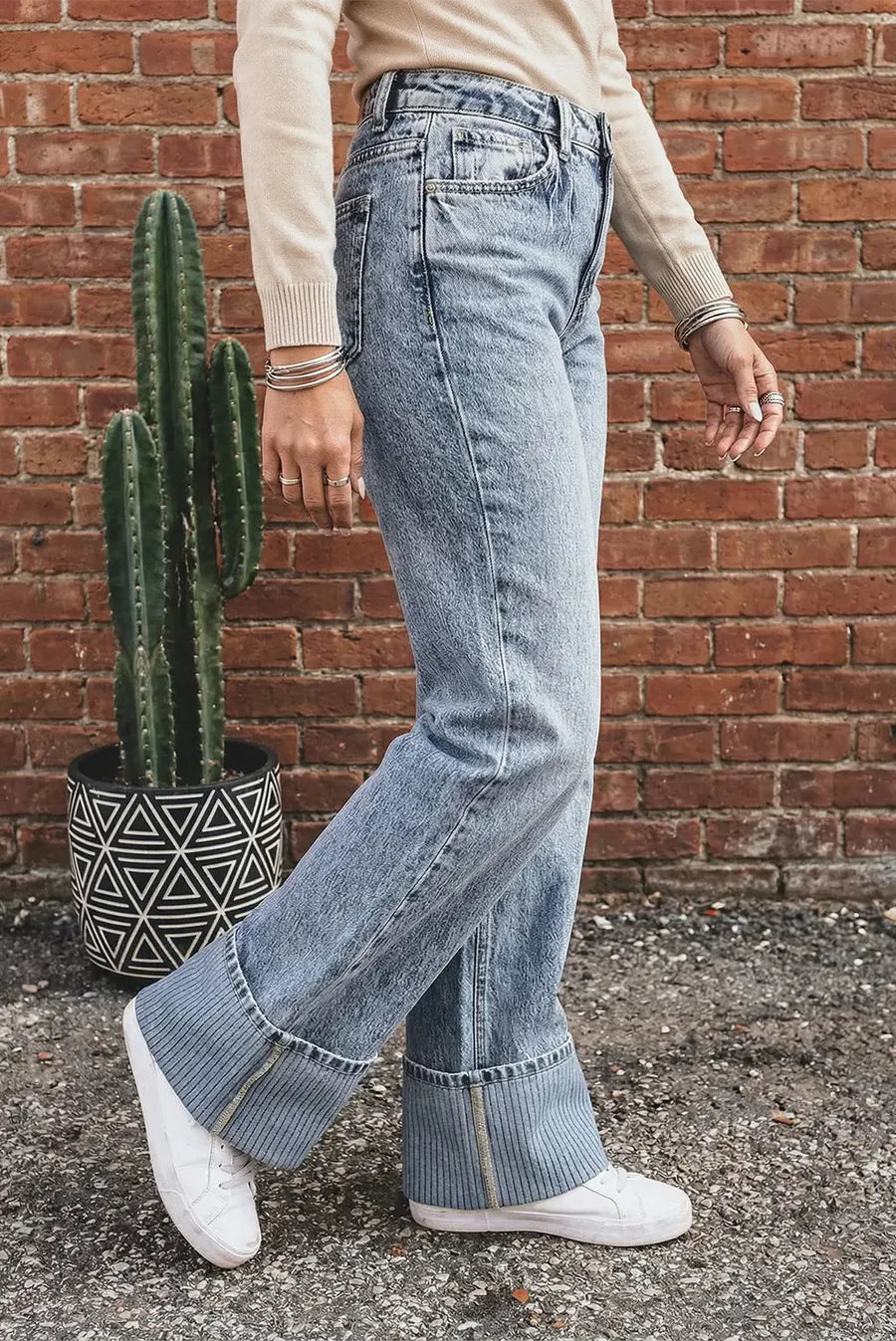 Ranch Dress'n Ashleigh Light Wash Striped Cuff Jean