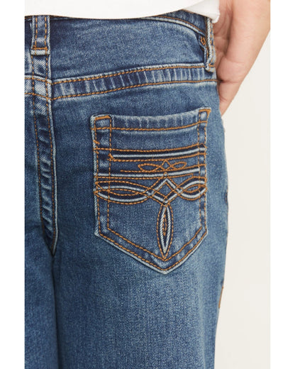 Girls Rock&Roll Denim Boot Stitch Pocket Extra Stretch Trouser