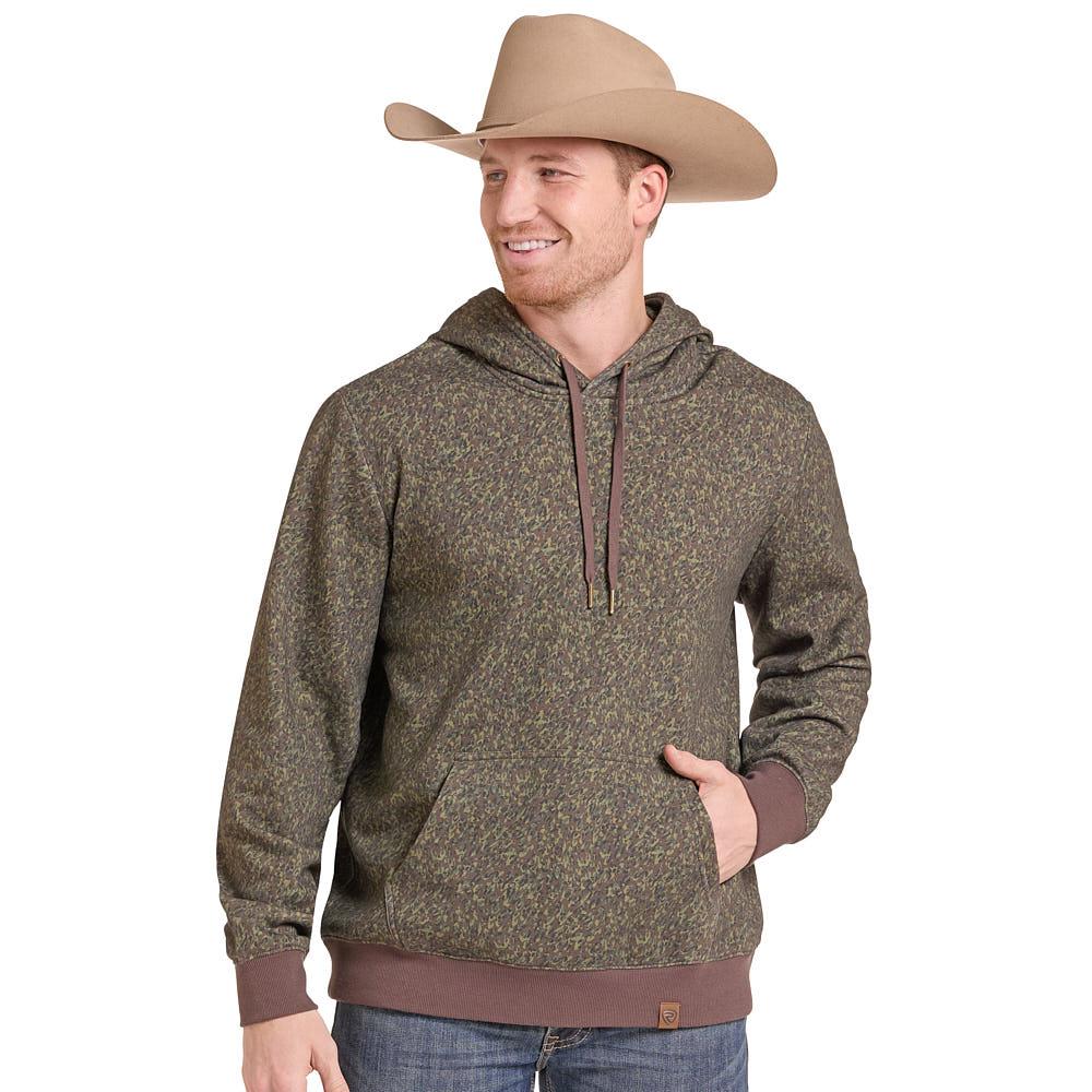 Mens Rock & Roll Olive Camo Hooded Sweatshirt