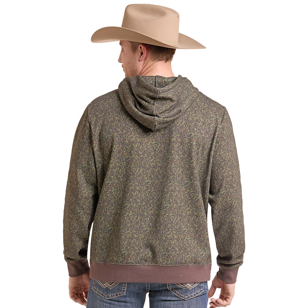 Mens Rock & Roll Olive Camo Hooded Sweatshirt