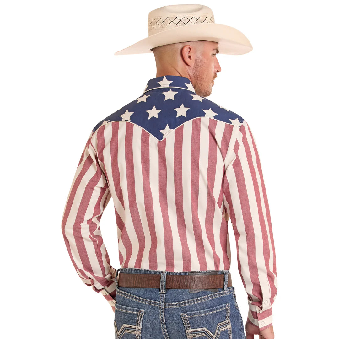 Mens Rock&Roll Red/White/Blue Flag Shirt