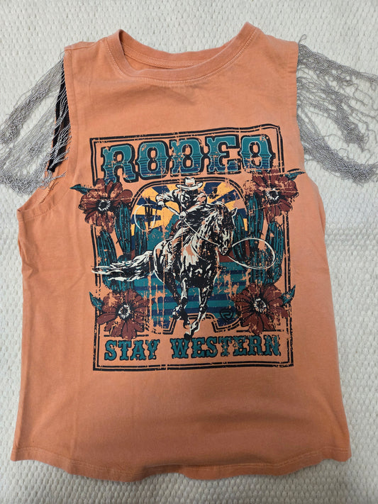 Rock & Roll Denim Rodeo Fringed Tank