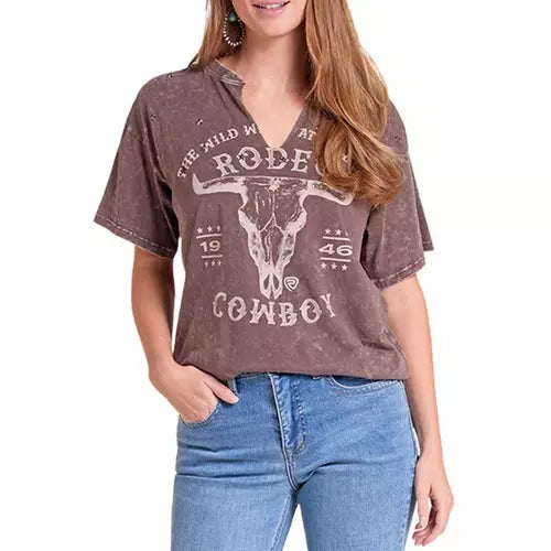 Womens Rock&Roll Wild West Rodeo Stuffed Tee