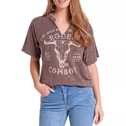 Womens Rock&Roll Wild West Rodeo Stuffed Tee