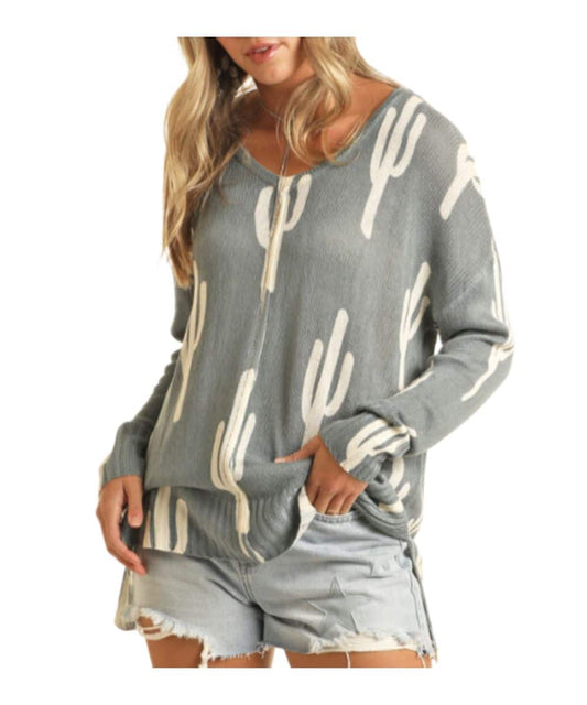 Blue Cactus Tunic Sweater