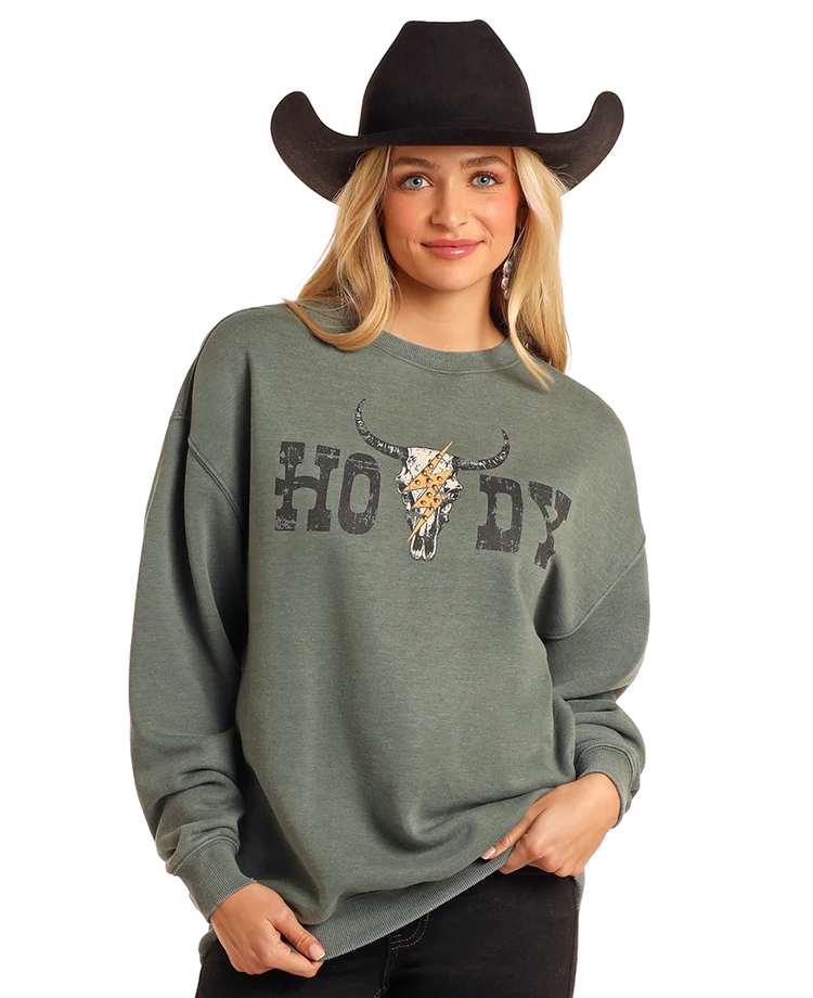 Howdy Green Crew Sweatshirt