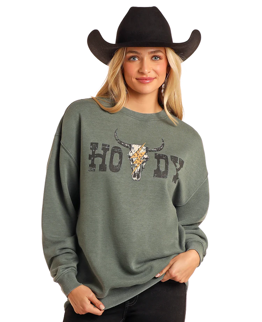 Howdy Green Crew Sweatshirt