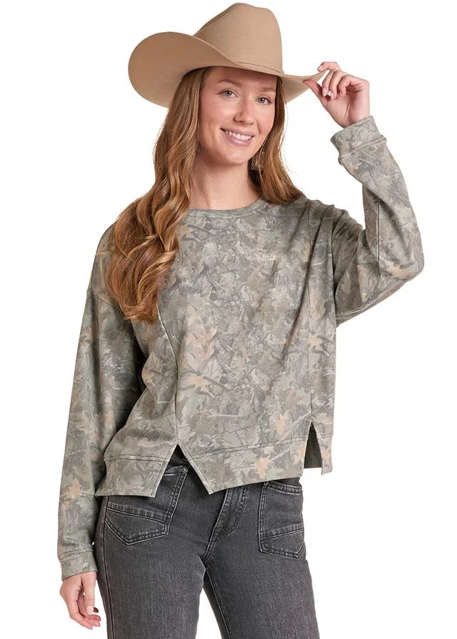 Rock & Roll Denim Women's Camo Crew Neck Top