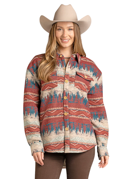 Womens Sherpa Lined Jacquard Shackett