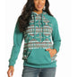 Teal Aztec Contrast Sleeve Hood