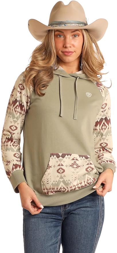 Green Contrast Sleeve Hoodie