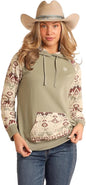 Green Contrast Sleeve Hoodie