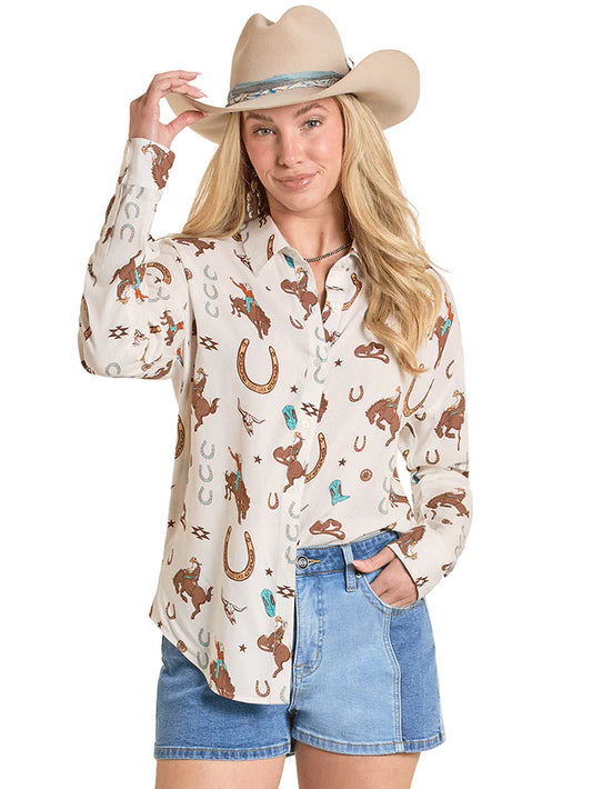 Rock&Roll Denim Womens "Long Live The West" Button Shirt