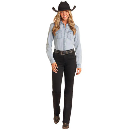 Womens Rock & Roll Faded Denim Snap