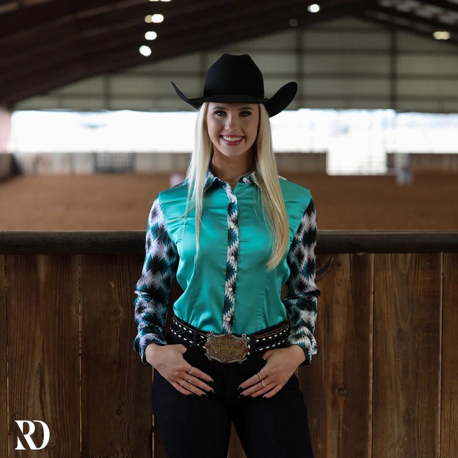 Ranch Dress'n Brayden Turquoise Performance Rodeo Shirt