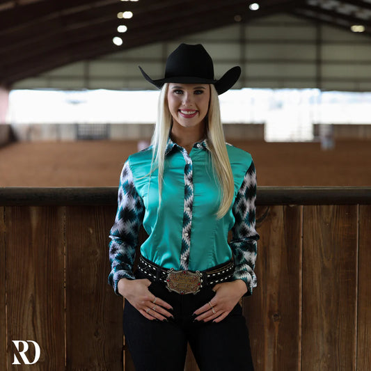 Ranch Dress'n Brayden Turquoise Performance Rodeo Shirt