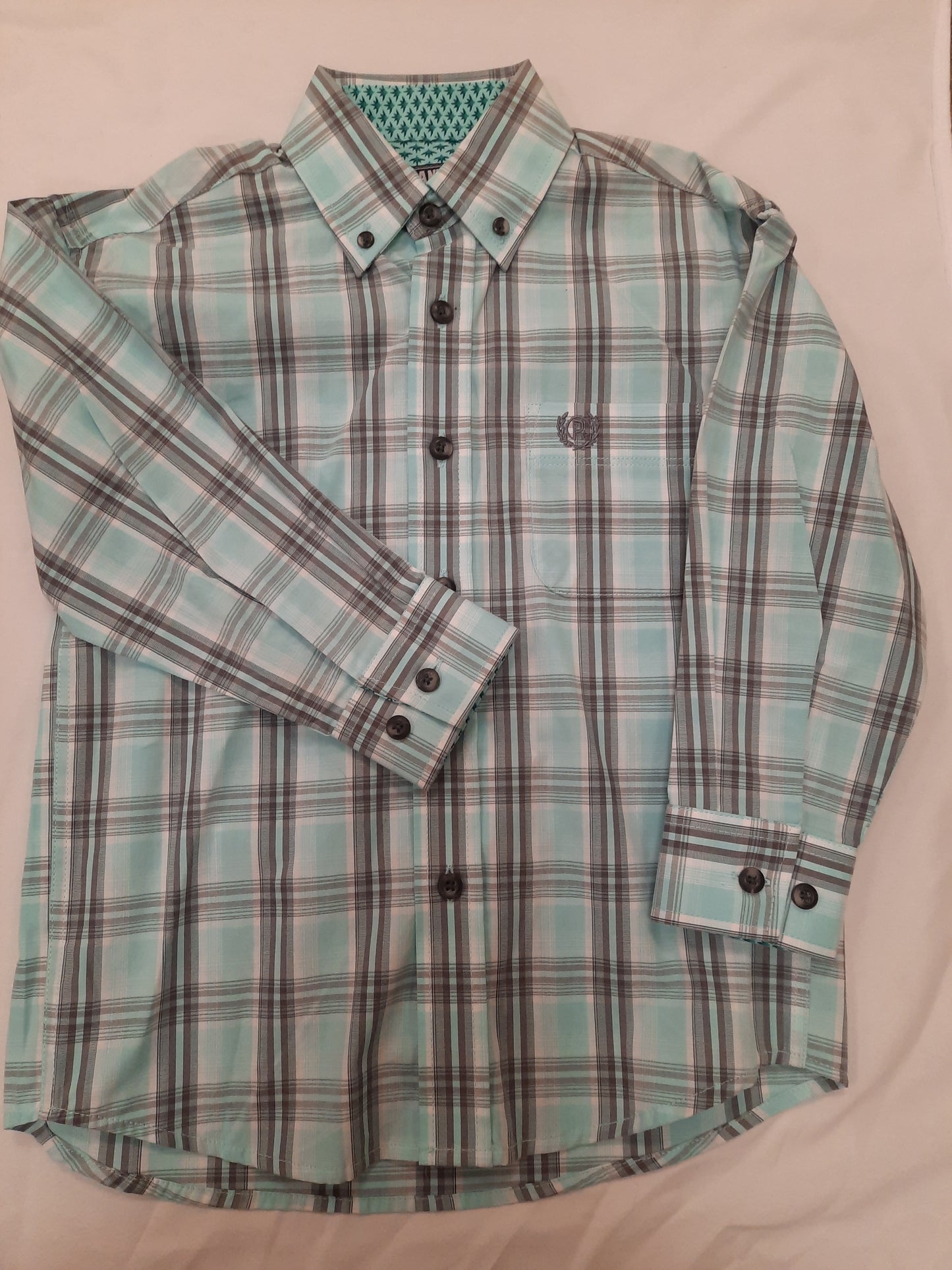 Turquoise/Grey plaid shirt