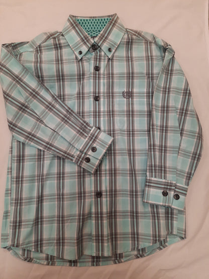 Turquoise/Grey plaid shirt