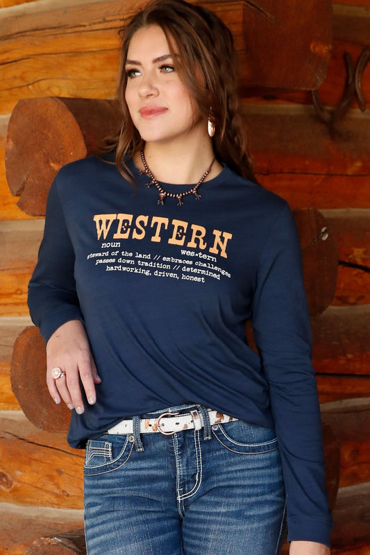 Navy Western LS TEE