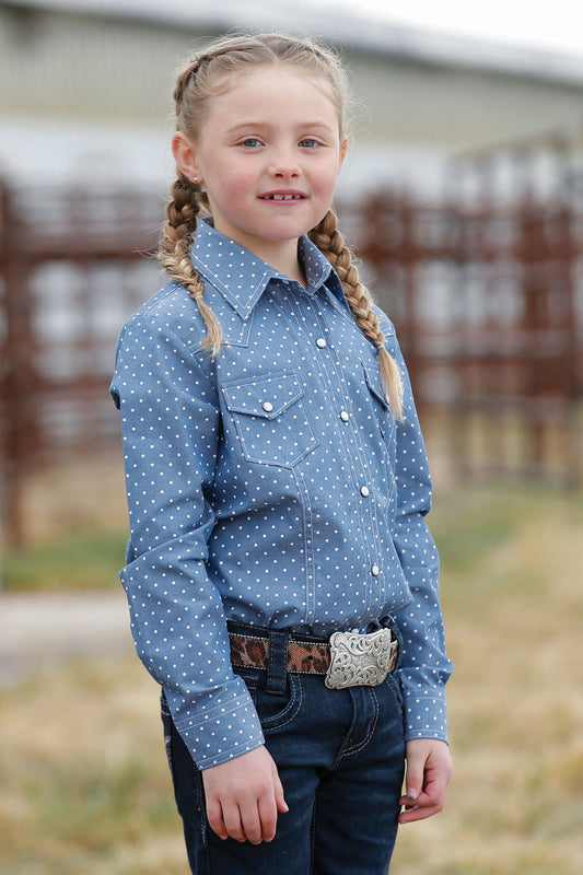 Blue Chambray Dot Snap Shirt