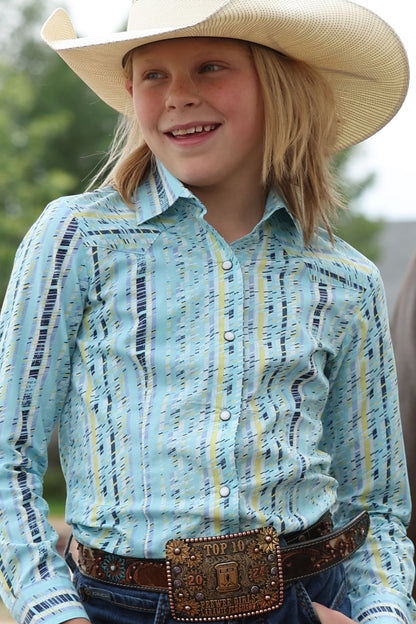 Cruel Girls Long Sleeved Turquoise Snap Western Shirt