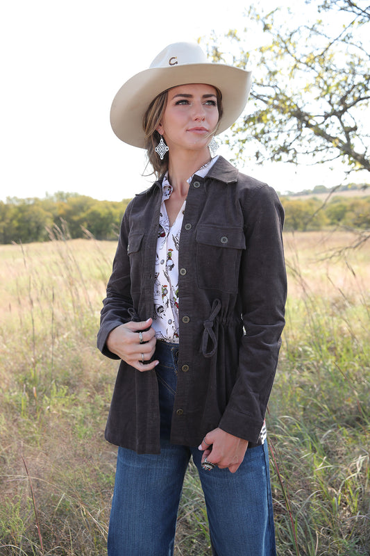 Gray/White Cord Jacket Size S