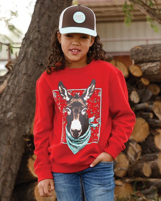 Girls Donkey Red Sweatshirt