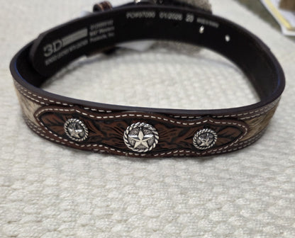 Boys Hair On Belt With Leather Floral Embossed Overlay and Tabs