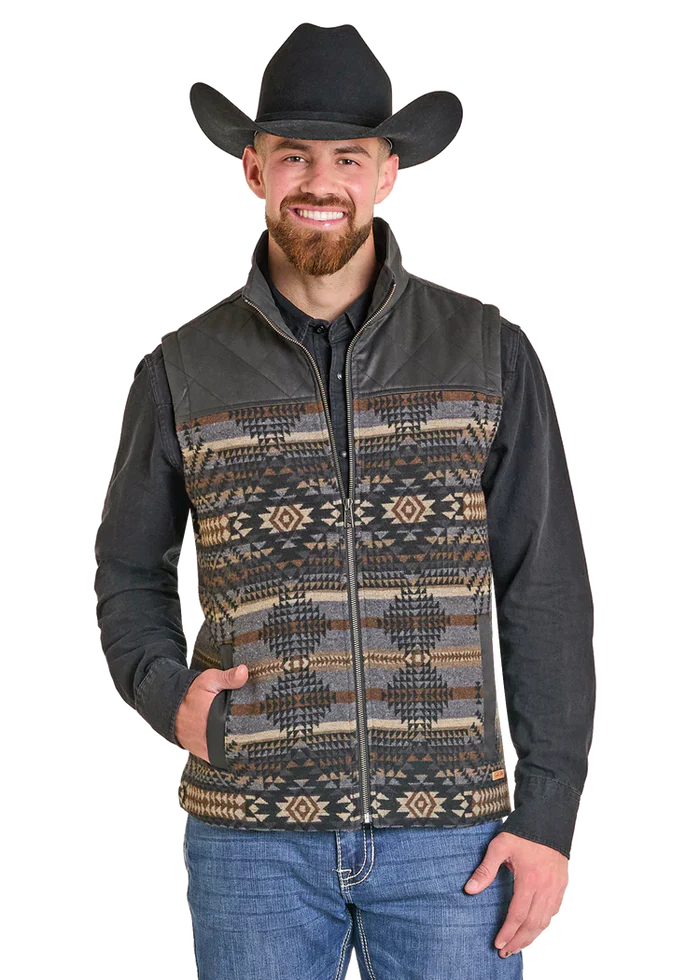 Mens Panhandle Slim Aztec Wool Blend Vest