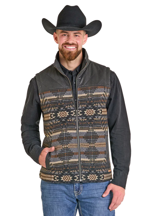 Mens Panhandle Slim Aztec Wool Blend Vest