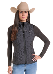 Womens Panhandle Slim Reversible Black/Aztec Quilted Western Vest